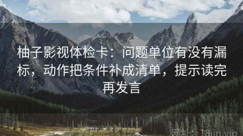 柚子影视体检卡：问题单位有没有漏标，动作把条件补成清单，提示读完再发言