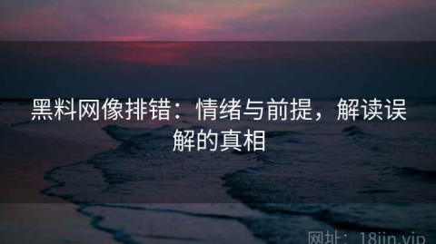 黑料网像排错：情绪与前提，解读误解的真相