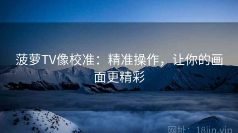 菠萝TV像校准：精准操作，让你的画面更精彩