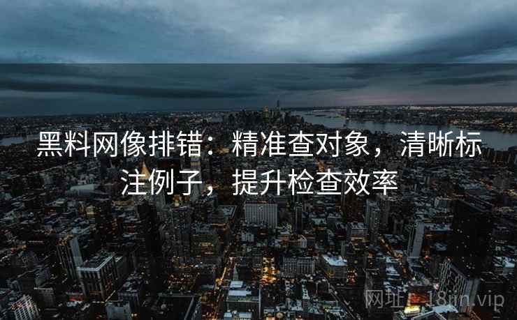 黑料网像排错：精准查对象，清晰标注例子，提升检查效率