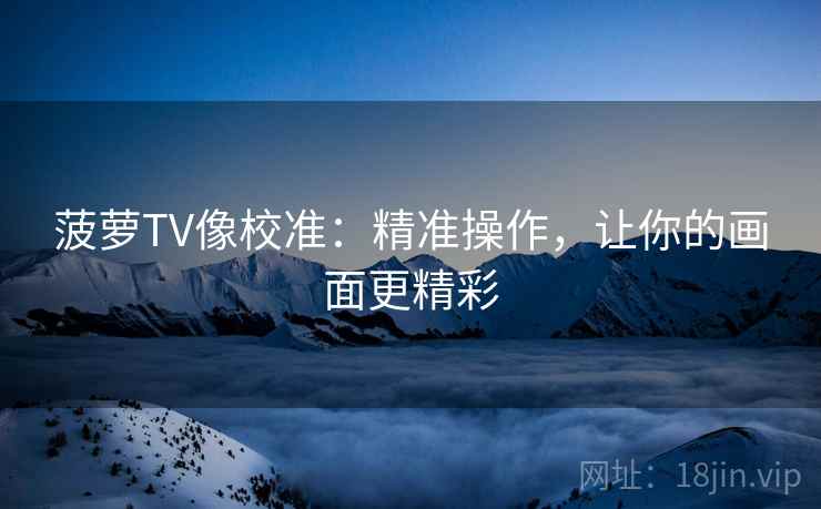 菠萝TV像校准：精准操作，让你的画面更精彩