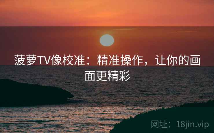 菠萝TV像校准：精准操作，让你的画面更精彩